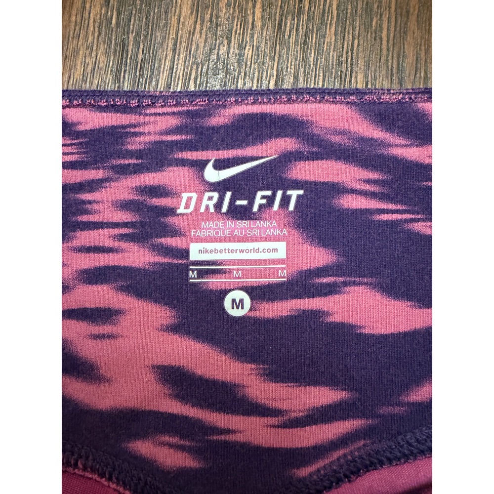 Nike Dri-FIT Womens Pink Purple Abstract Tiger Print Cropped Leggings Size M - Picture 3 of 7